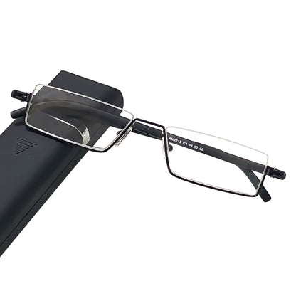 Metal Anti-Blue Light Reading Glasses Men Half Frame Prescription Eyeglasses Male TR90 Eyewear with Case Óculos +1.75