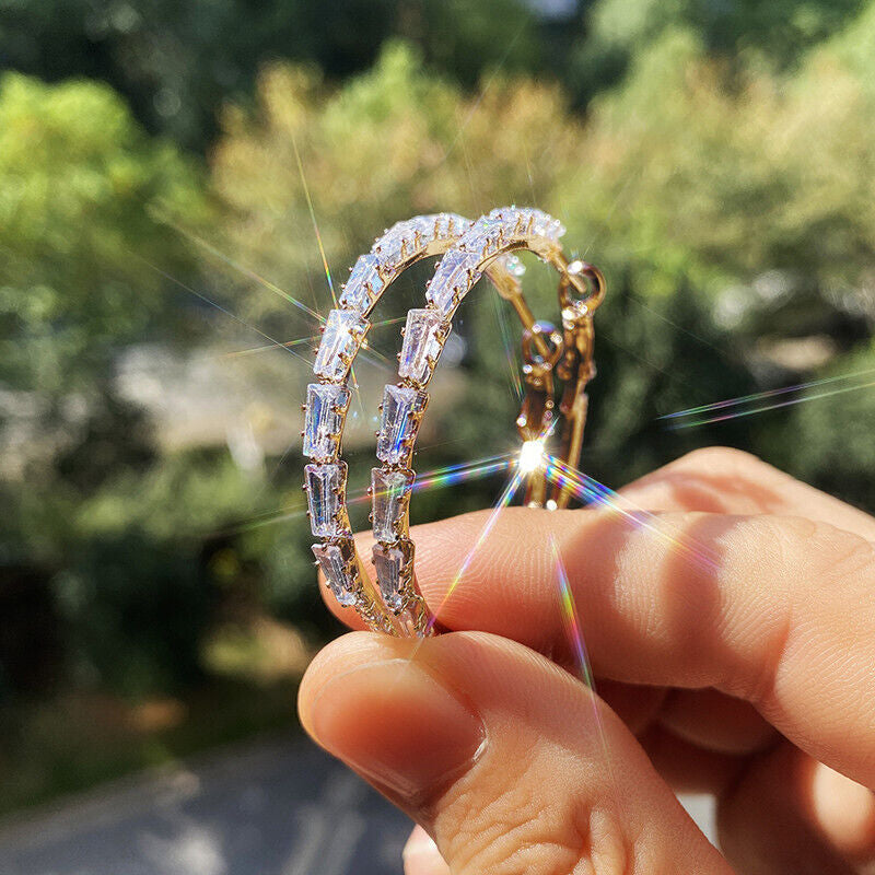 925 Silver Hoop Earring Romantic Women Jewelry Cubic Zircon Earring a Pair