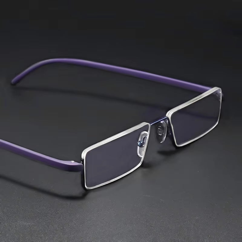 Metal Anti-Blue Light Reading Glasses Men Half Frame Prescription Eyeglasses Male TR90 Eyewear with Case Óculos +1.75